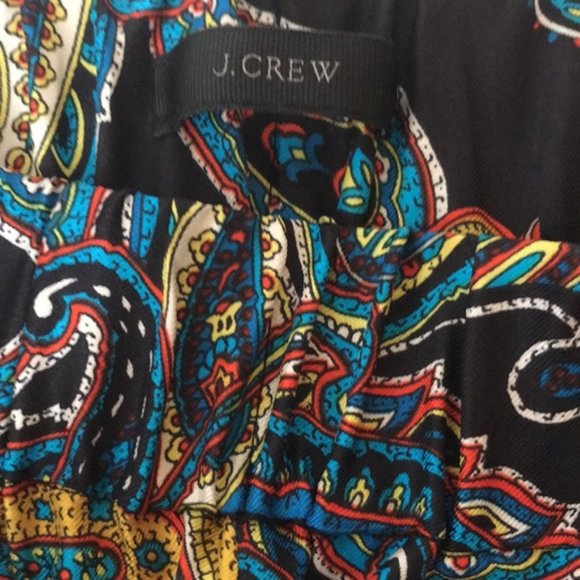 J CREW Silk Twill Bold Paisley Pull On Cropped Pants - Size 0 - Picture 8 of 10